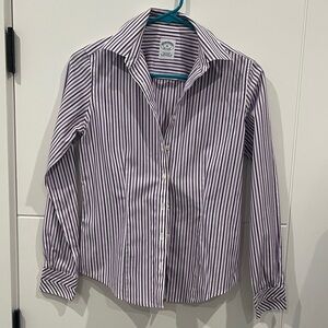 Brooks Brothers Non-Iron All Supima Cotton Shirt in Purple and White Striped